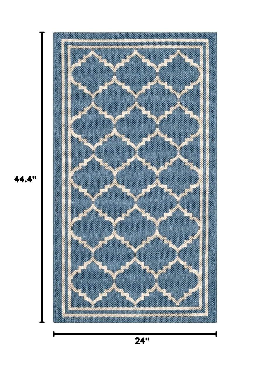 Courtyard CY6889 Power Loomed Indoor and Outdoor Accent Rug - Blue/Beige - 2'x3'7" - Safavieh