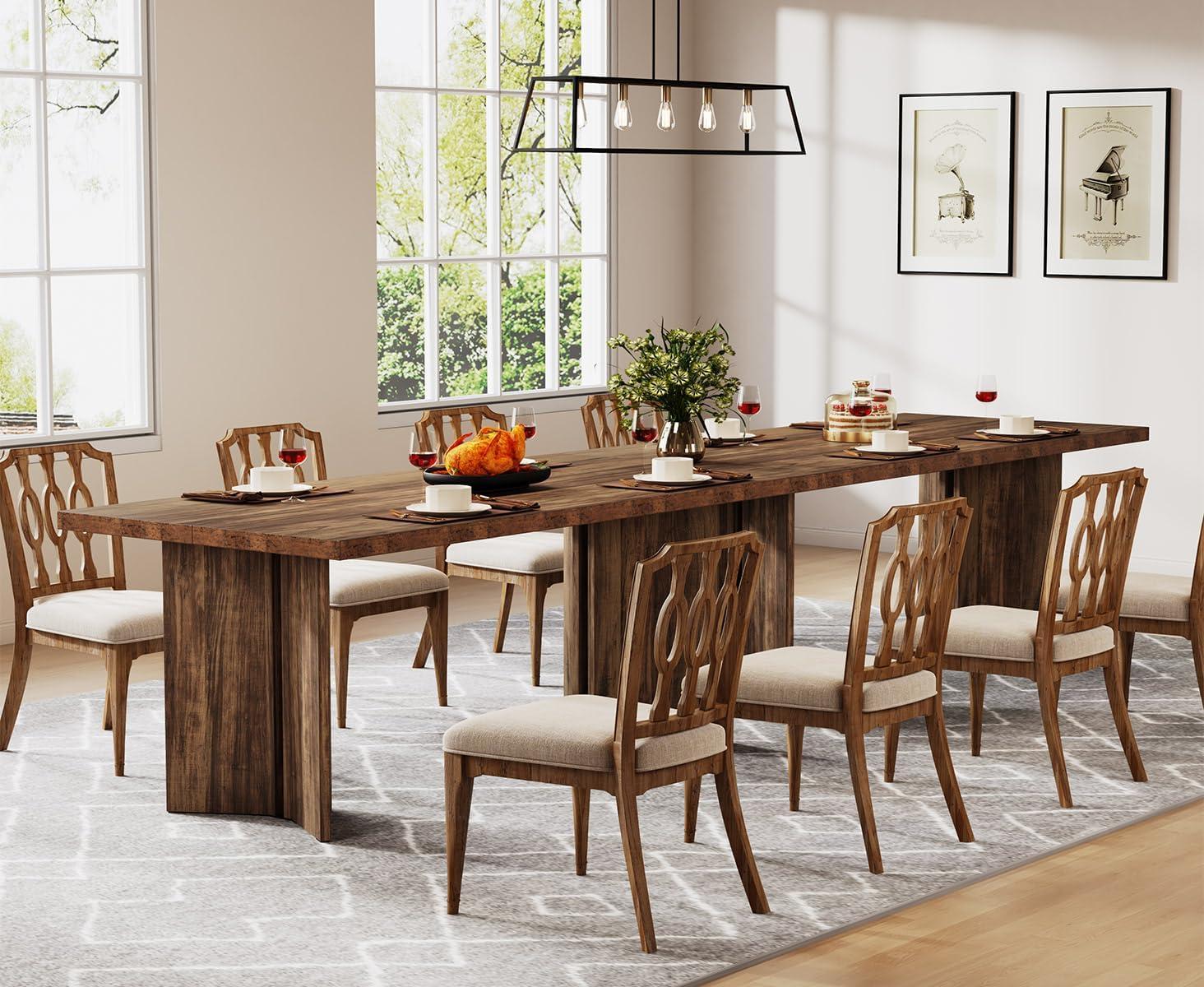 Tribesigns 63" Dining Table for 4-6, Wood Farmhouse Kitchen Table for Dining Room, Dark Brown