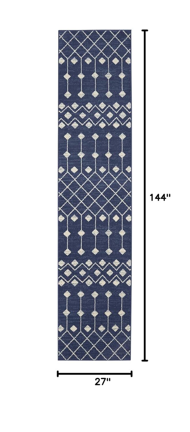 Nourison Grafix GRF37 Indoor Area Rug Navy 2'3" x 12'