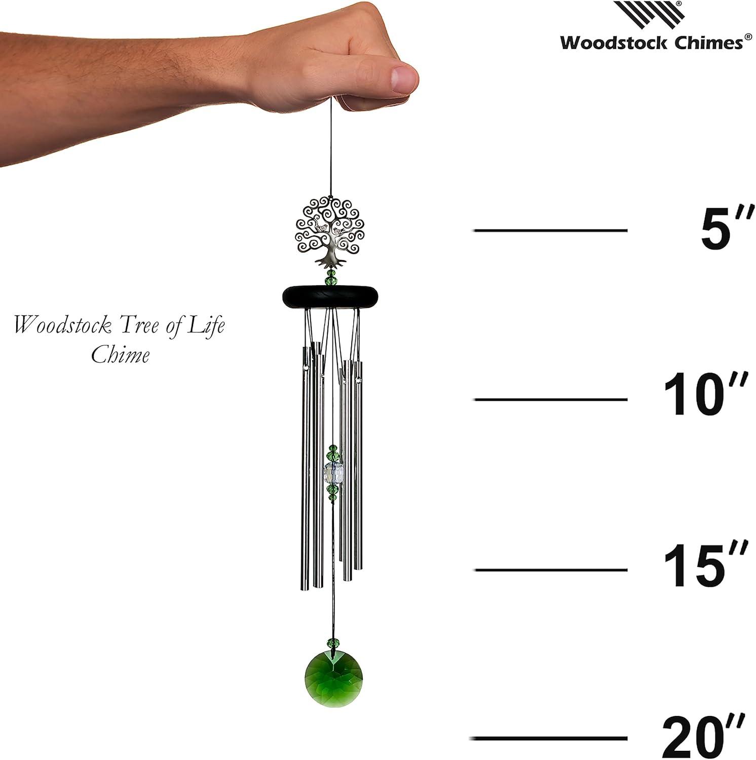 Crystal Accented Tree of Life Silver Wind Chime