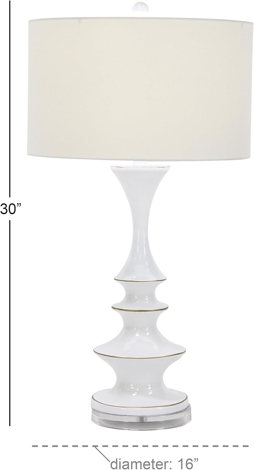 DecMode 30" White Table Lamp with White Linen Shade