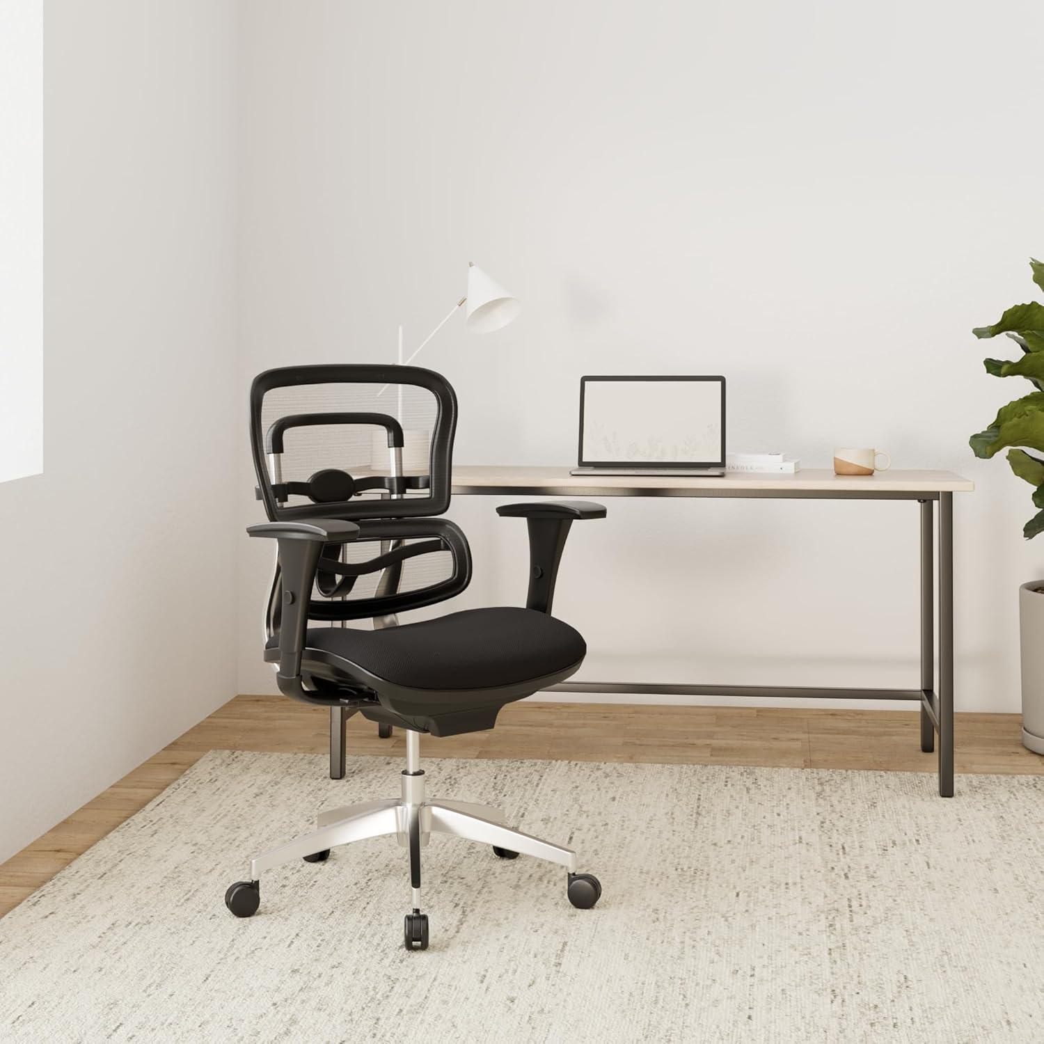 Black Mesh and Fabric Mid-Back Swivel Executive Chair