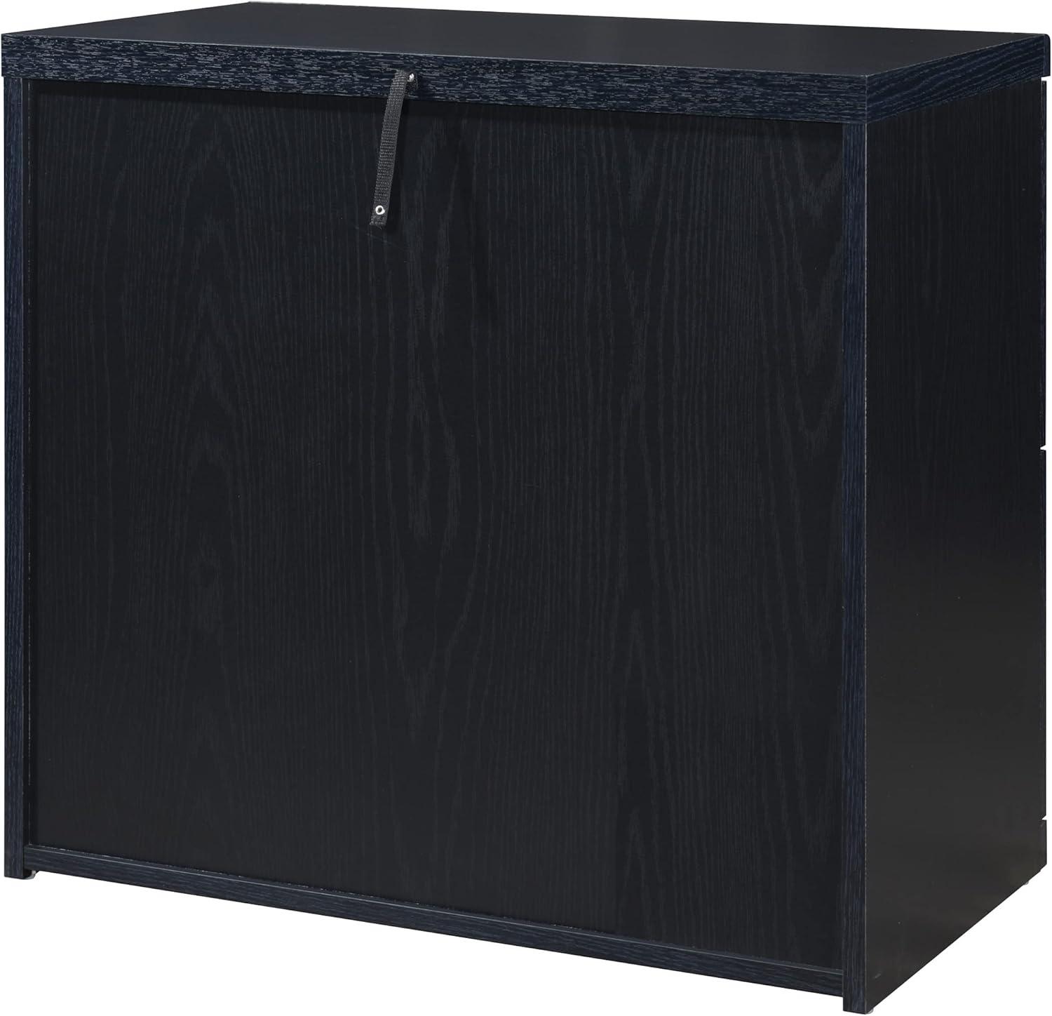 Black Engineered Wood 2-Drawer Lockable Lateral File Cabinet