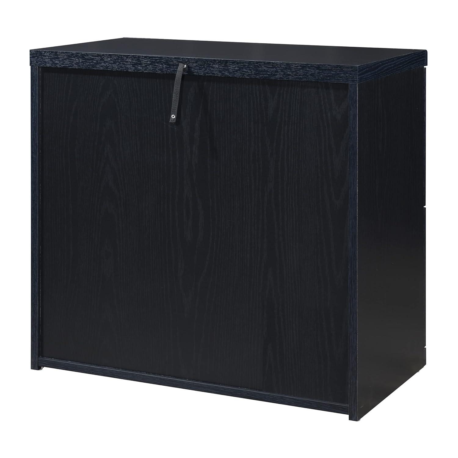 Black Engineered Wood 2-Drawer Lockable Lateral File Cabinet