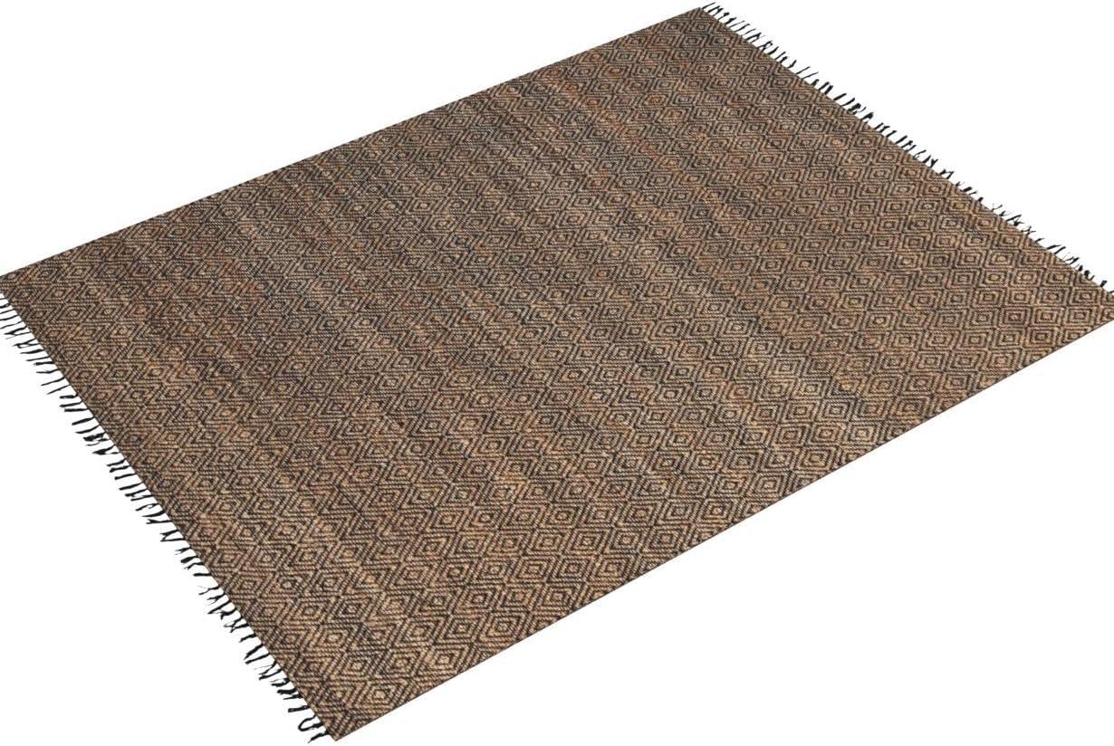 Unique Loom Braided Jute Assam Trellis Indoor Hand Made Fringe Area Rug