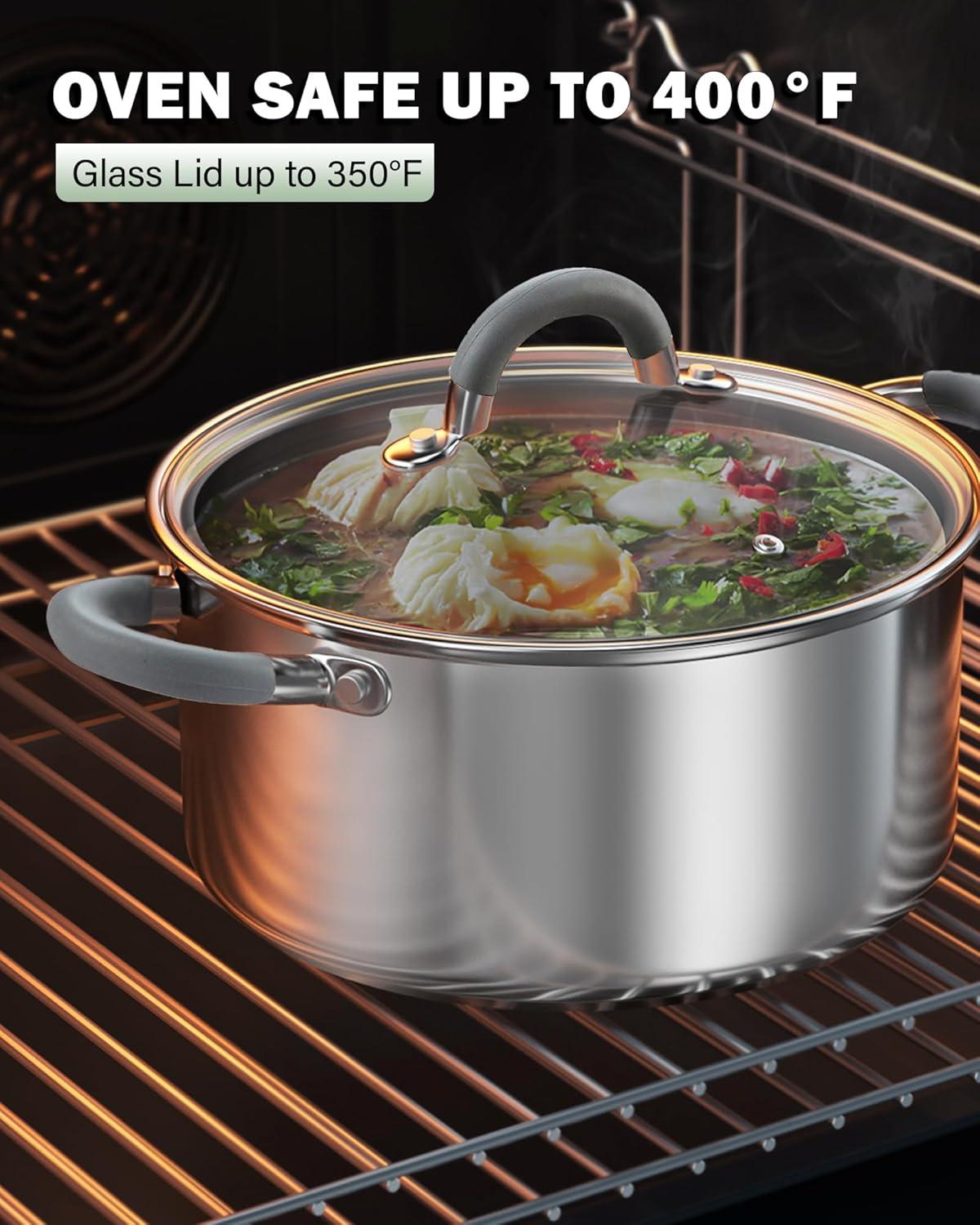 Cooks Standard 12 Piece Stainless Steel Cookware Set, Silicone Handle