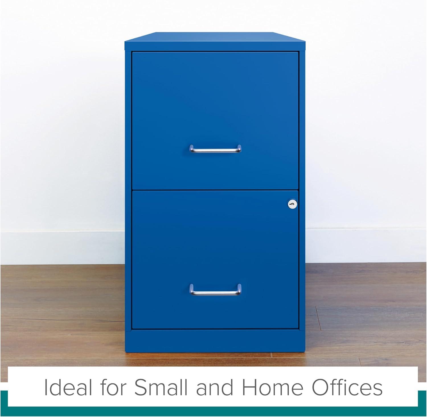 Space Solutions 18" 2 Drawer Metal File Cabinet Classic Blue