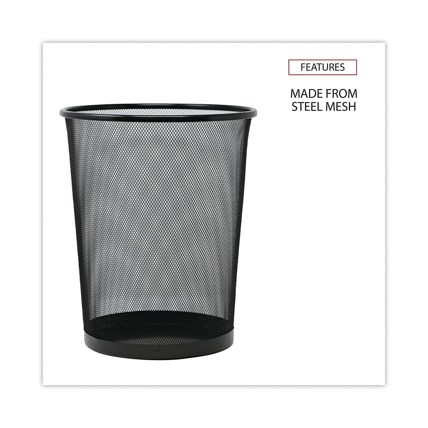 Black Steel Mesh Office Waste Basket - 4.5 Gallons