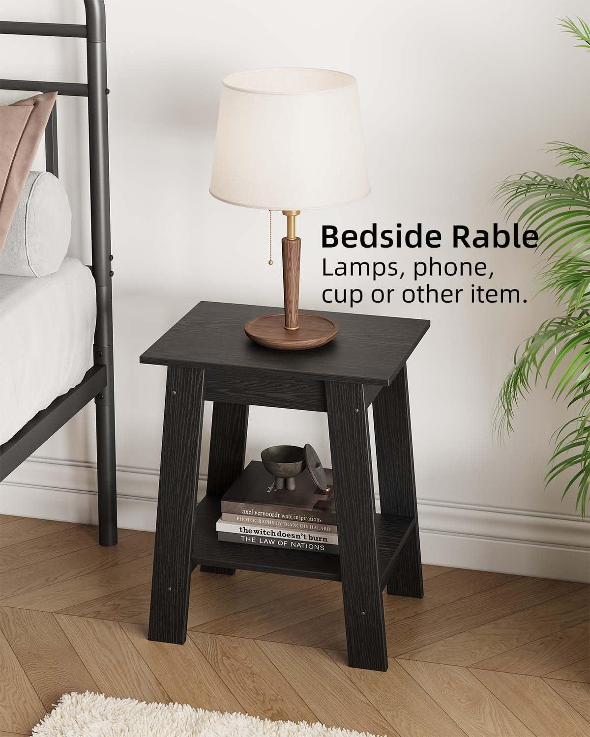 Nasitip 2-Tier End Table, Small Side Table, Nightstand with Storage Shelf, Narrow Side Table for Small Spaces(White)