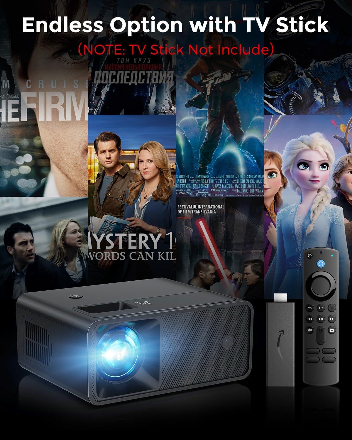BEACHWATER POOL & SPA, LLC Mini Projector, 2025 Upgraded Full HD 1080P Support Video Projector, Portable Small Movie Projector, Compatible With Ios/Android/Windows/TV Stick/Box/USB/HDMI