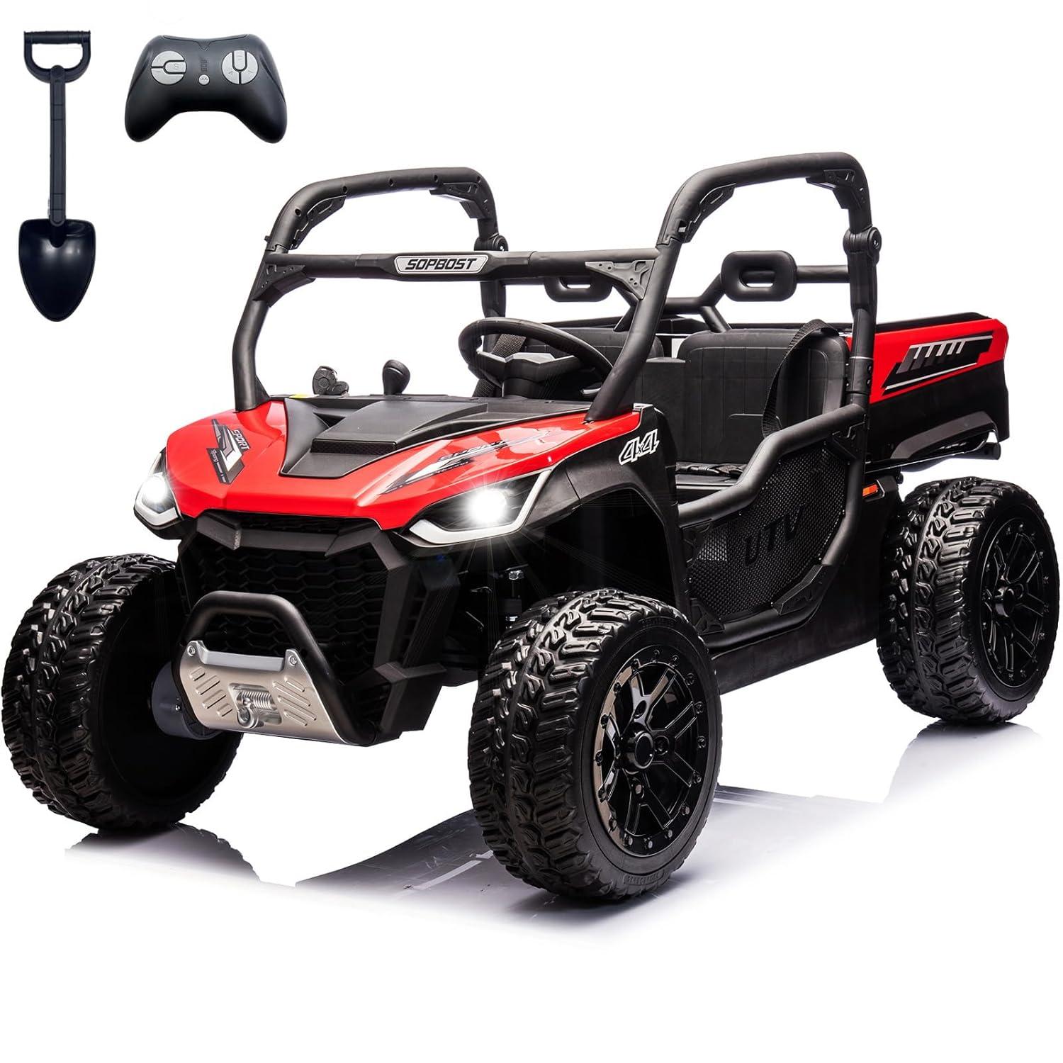 4 Wheels 24V Ride on Dump Truck Toys 2 Seater Kids Ride On UTV Car with Remote Control,Electric Dump Bed