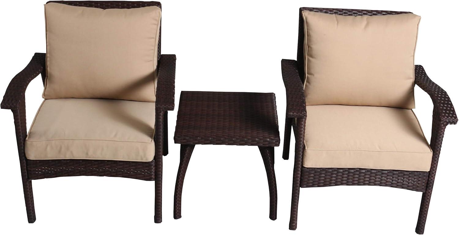 Honolulu 3pc Wicker Patio Chat Set with Cushions - Brown - Christopher Knight Home