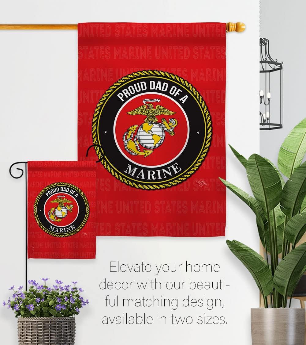 Breeze Decor G158518-BO Proud Dad Marines Garden Flag Armed Forces Marine Corps 13 x 18.5 in. Double-Sided Decorative Vertical Flags for House Decoration Banner Yard Gift