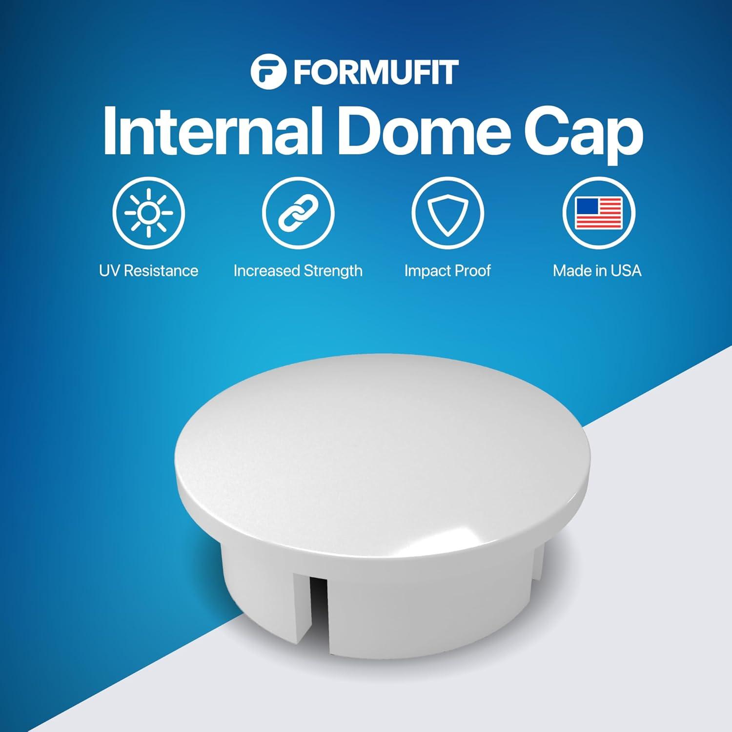 FORMUFIT F112IDC-WH-10 PVC Internal Domed End Cap, Furniture Grade, 1-1/2" Size, White (Pack of 10)