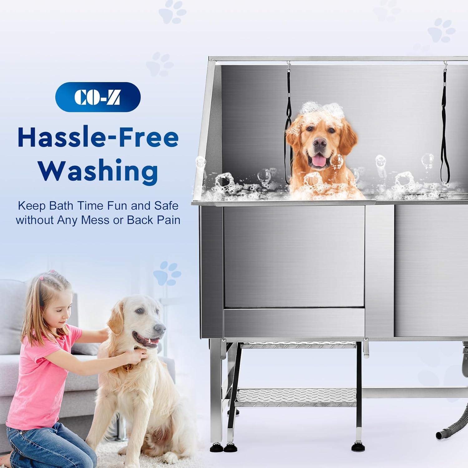 CO-Z 50 Stainless Steel Dog Grooming Bath Tub Kit, Dog Washing Station for Home Pet Store Grooming Salon, Pet Bathing Station Wash Shower