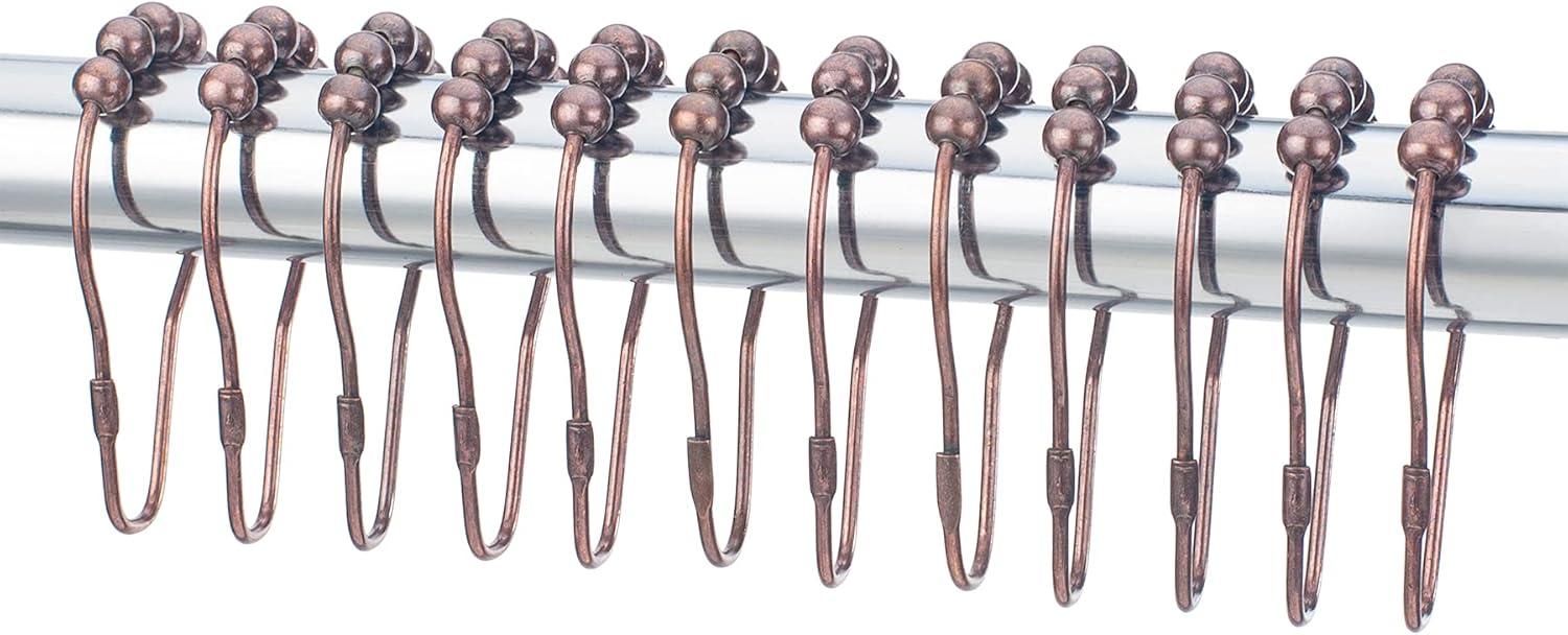 Shower Curtain Hooks, Decorative Bronze Shower Curtain Hooks,Stainless Steel Rust-Resistant Shower Hooks for Curtains-Set of 12 Bronze Bronze