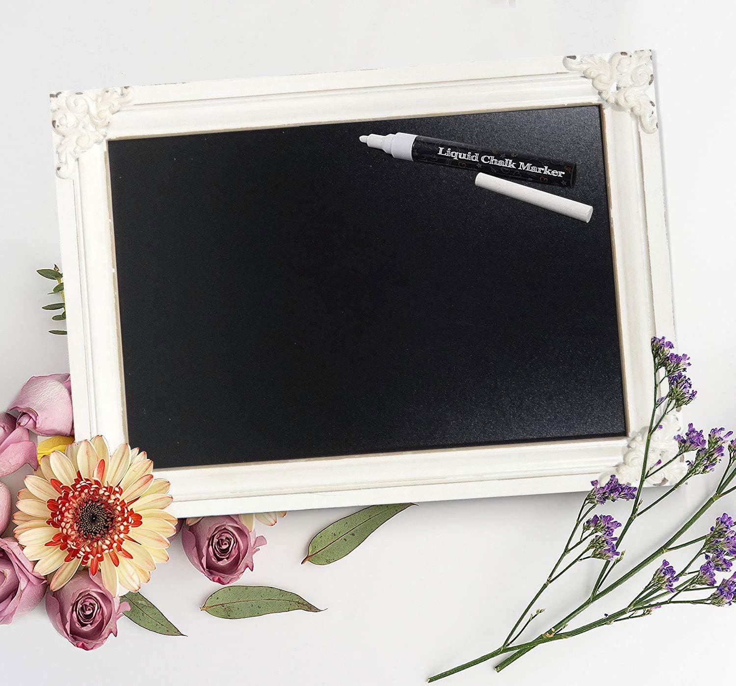 NIKKY HOME Decorative Chalk Board Farmhouse Kitchen Chalkboard Wall Sign Framed Hanging Display Non-Porous Easy to Clean 16" x 12" Rustic Blackboard for Weddings, Birthdays, Restaurant, Menu