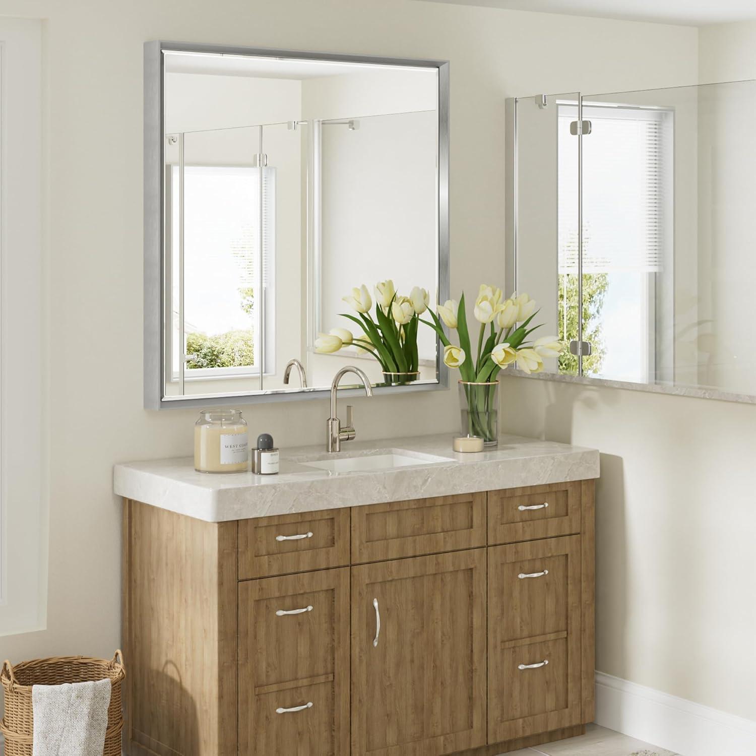 Decorative Wall Mirror Beveled Design, Bathroom Vanity Mirror Accent Mirror Finish