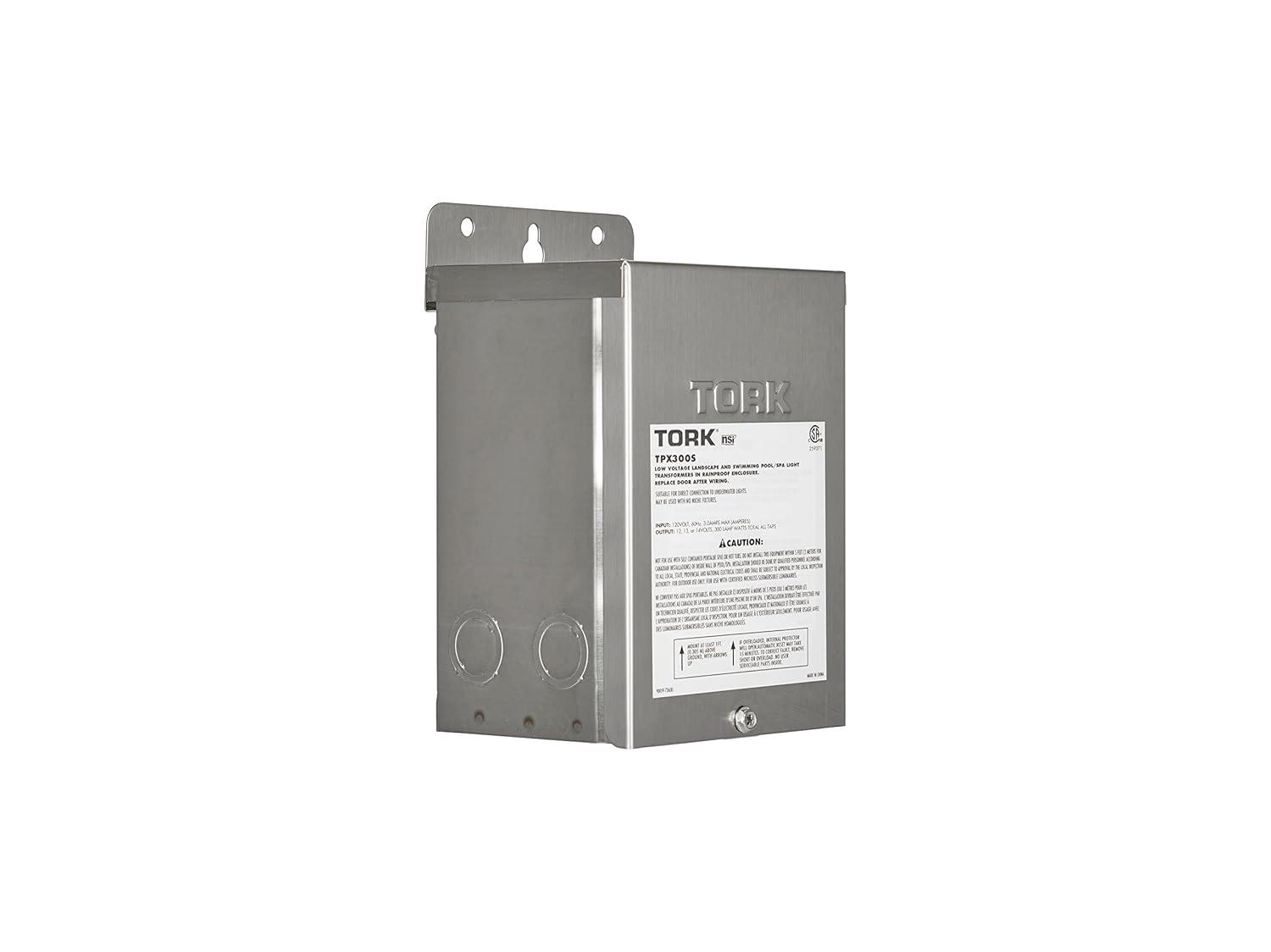 Tork Low Voltage 300 Watt Safety Transformer for Indoor Outdoor Pool
