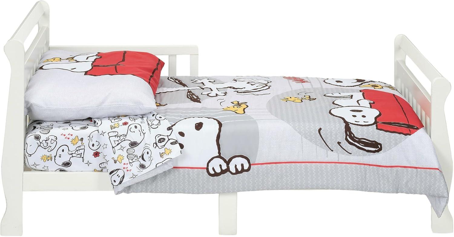 Lambs & Ivy 4pc Snoopy Love Toddler Bedding Set - Gray/Red/White