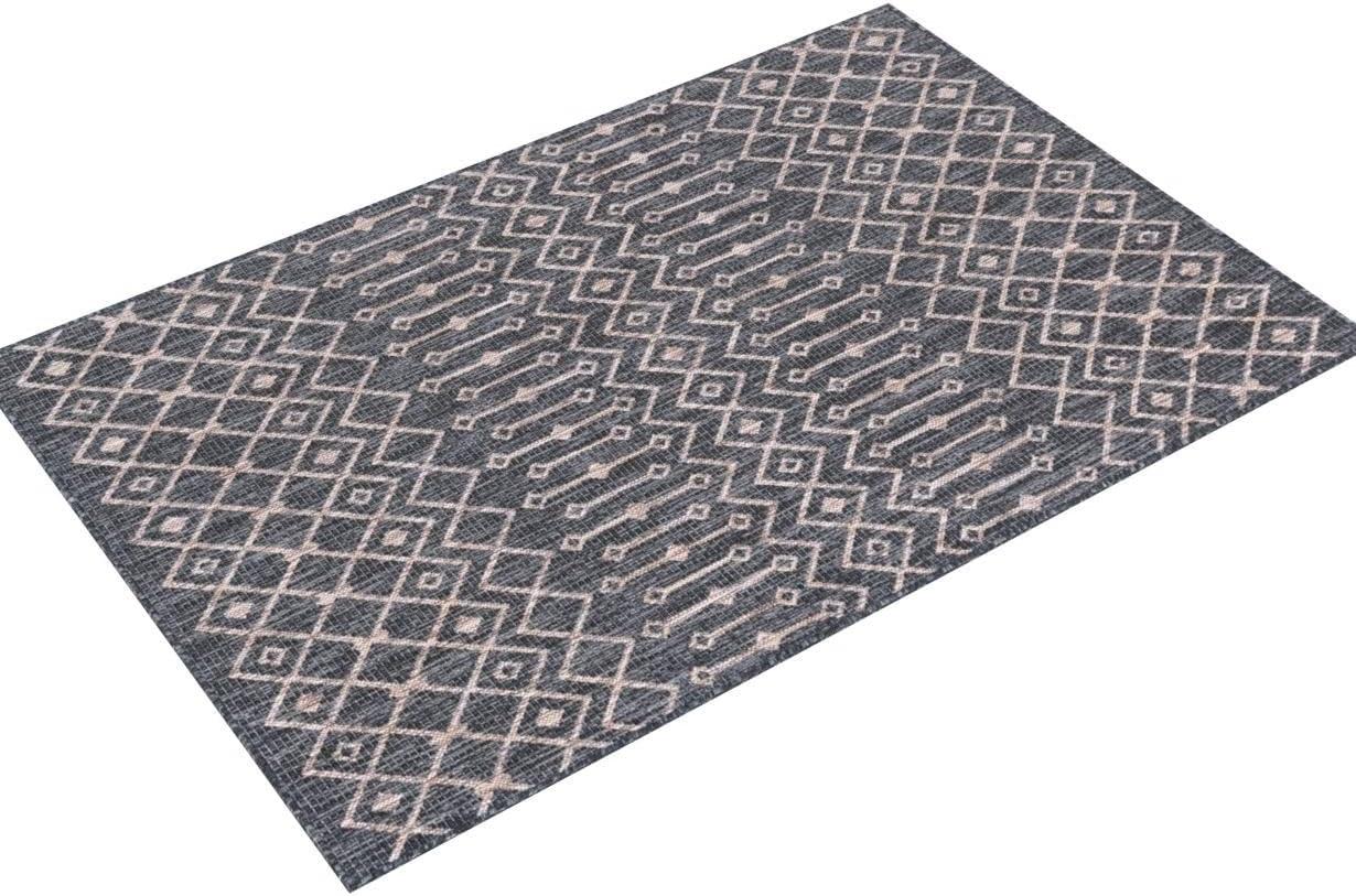 Unique Loom 4' 1 x 6' 1 Rectangle Indoor/Outdoor Trellis Charcoal Gray Area Rug