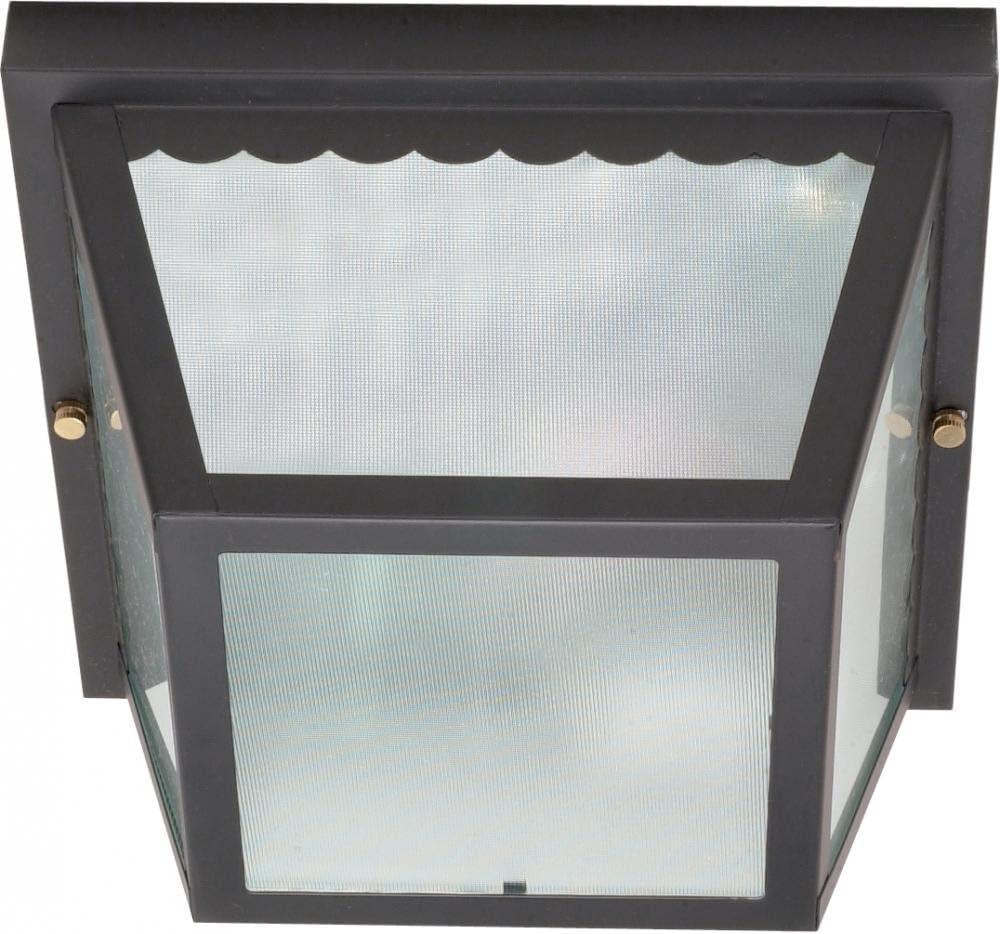 Nuvo Black Metal and Glass Outdoor Flush Mount Light