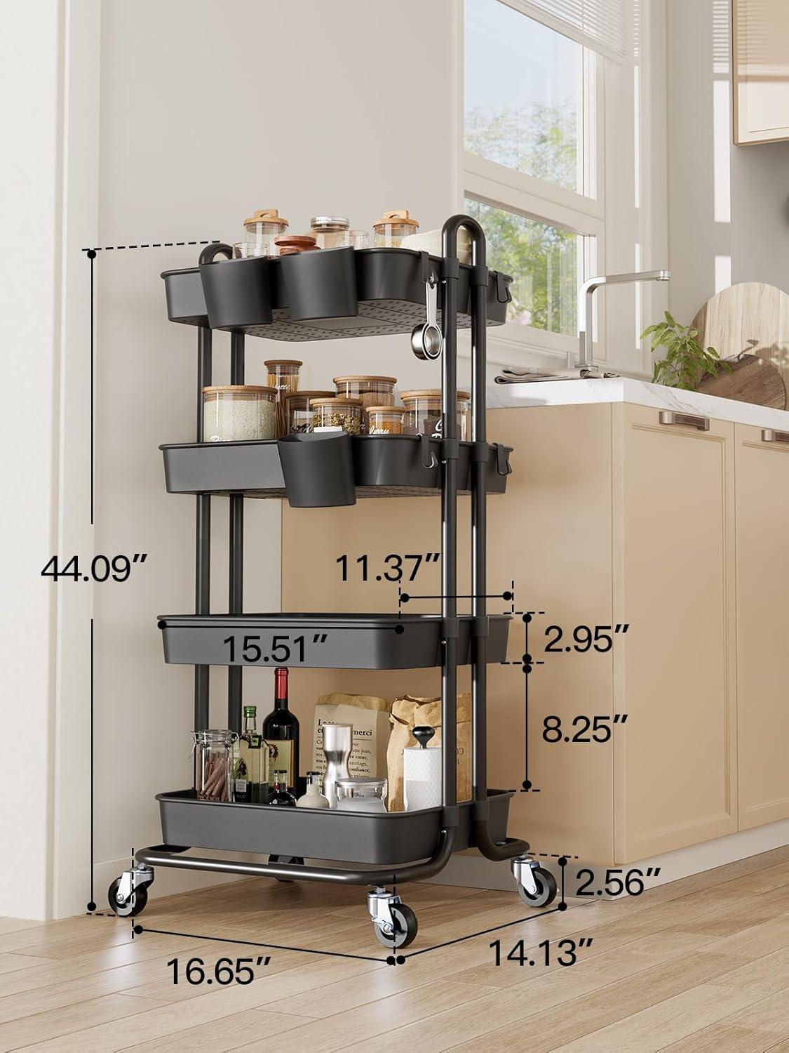 Organize It All 4 Tier Rolling Multifunctional Storage Cart