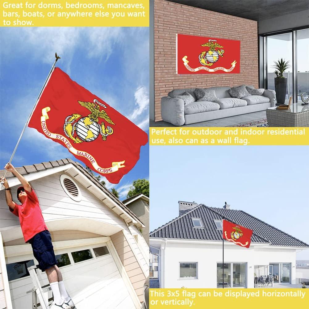 US Marine Corps Red Heavy Duty Polyester Flag 3x5 with Brass Grommets