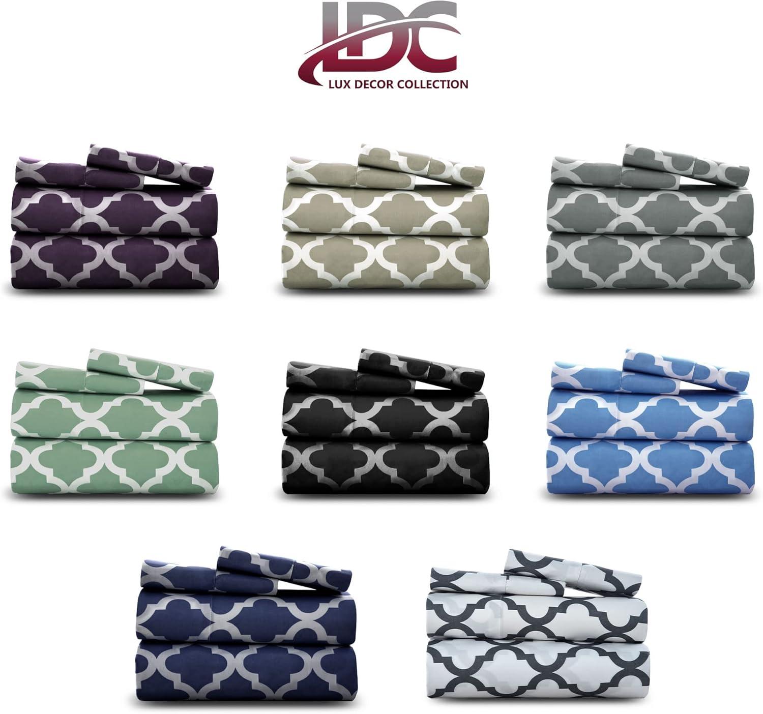 Lux Decor Collection 1800 Series Soft Microfiber Bed Sheets Set Geometric Quatrefoil Bedding