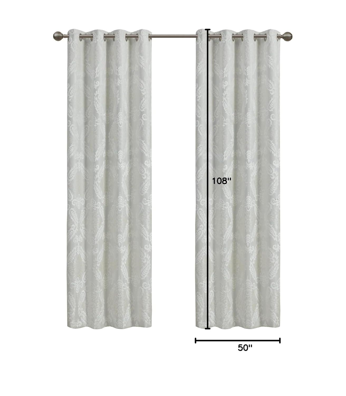 Madison Park Amelia Knitted Jacquard Paisley Total Blackout Grommet Top Single Curtain Panel