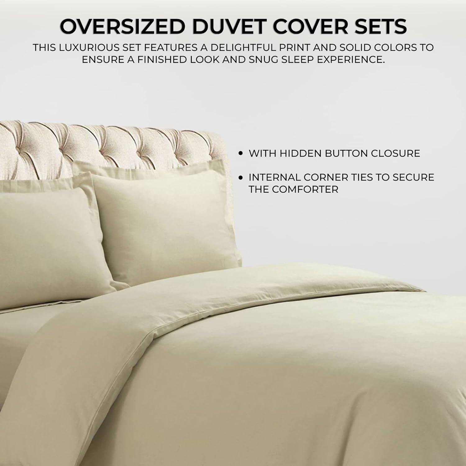 Solid Cotton Flannel Oversized Duvet Cover Set - Azores Home