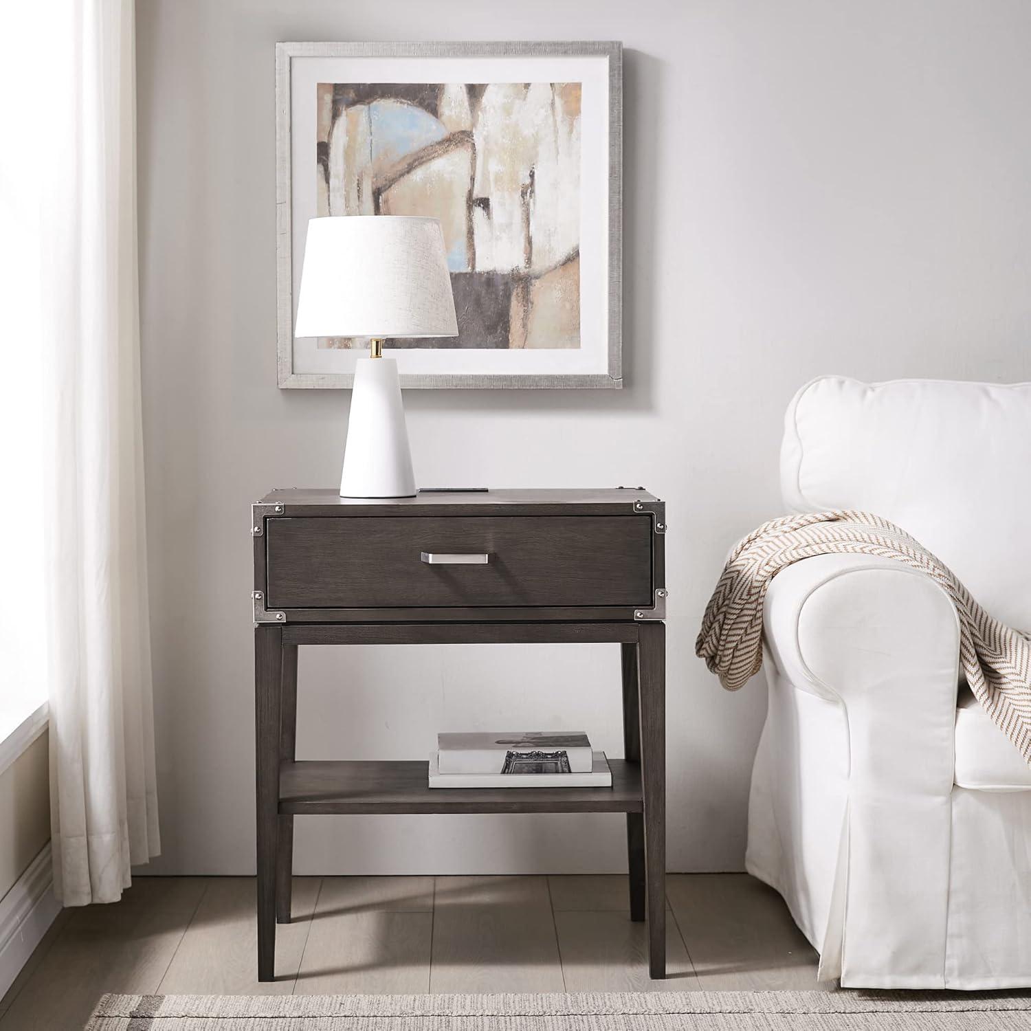 Red Barrel Studio® Beckett Solid + Manufactured Wood Side Table in Anthracite & Reviews | Wayfair