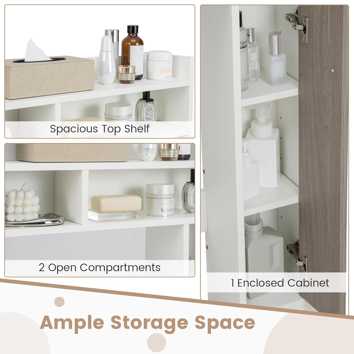 GVN Bathroom Over the Toilet Floor Storage Organizer with Adjustable Shelves-White, Bathroom Over Toilet Storage