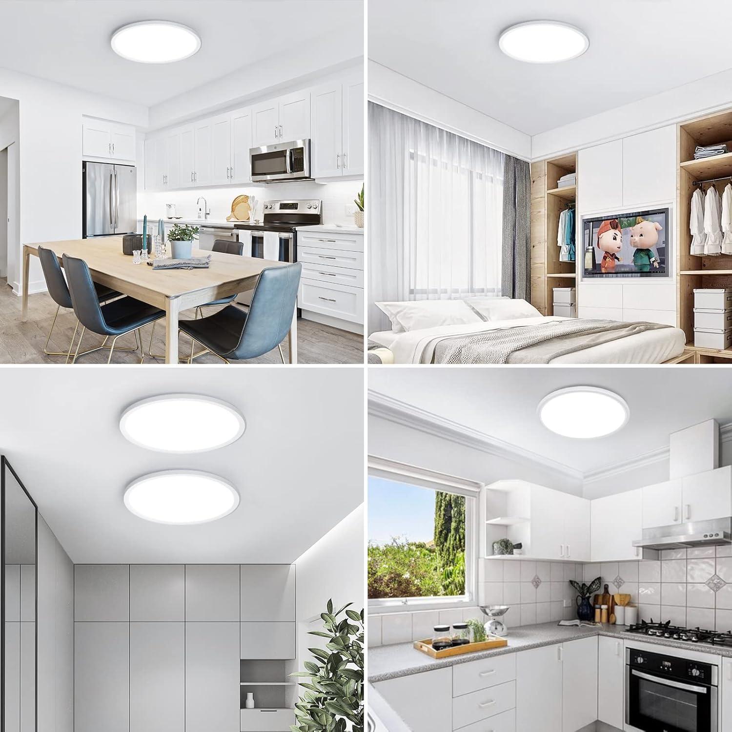 MODERN 4 Pack 28W 3200Lm LED Flush Mount Ceiling Light, Super Slim 12 Inch LED Ceiling Light, 5000K Daylight LED Ceiling Light for Bedroom, Living Room, Dining Room, Garage and Ofice