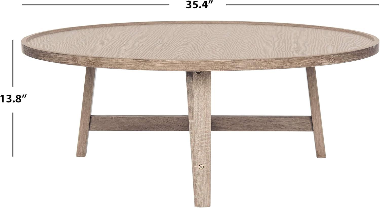 Transitional Light Oak Round Wood Coffee Table - 35"