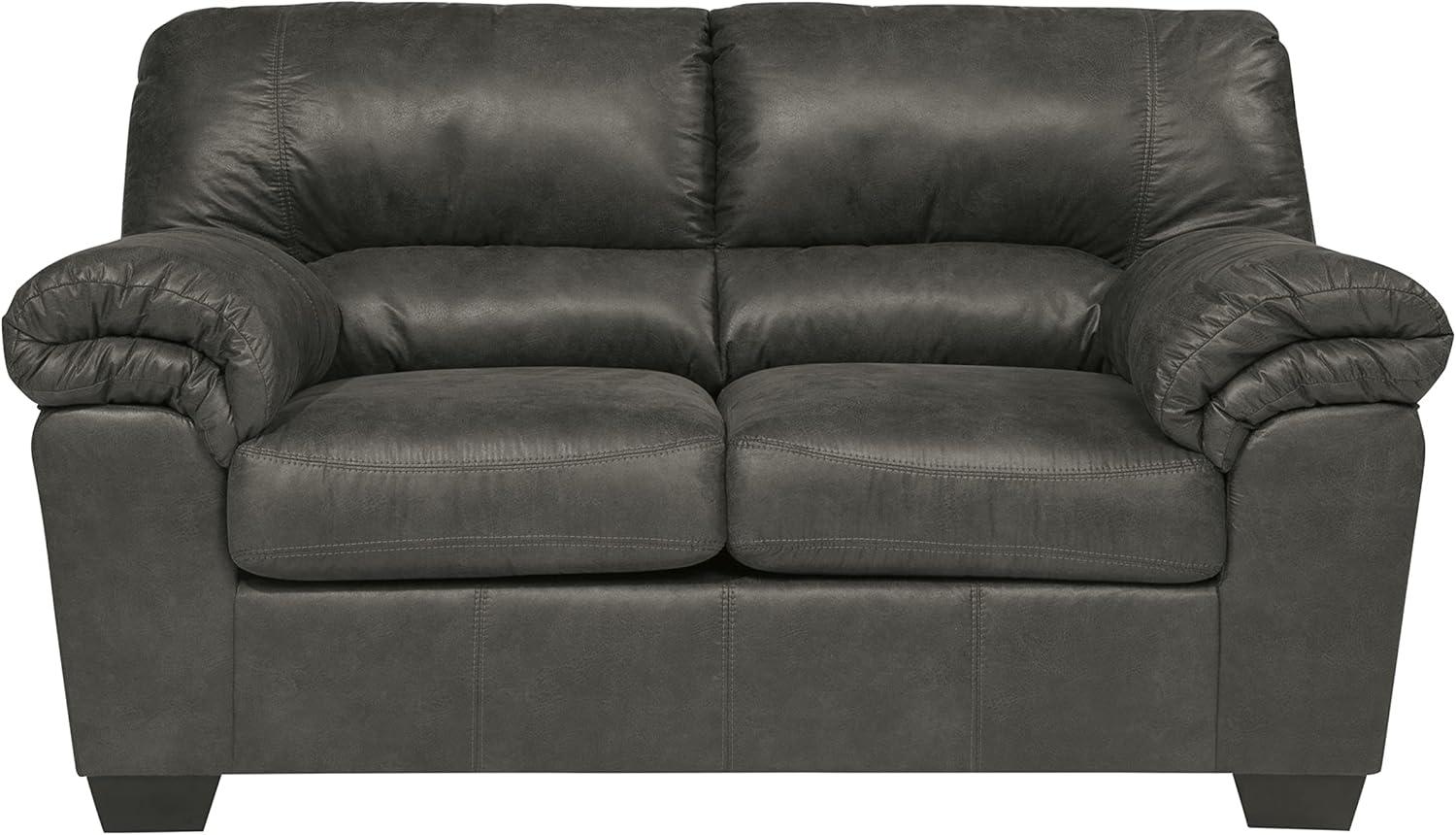 Ashley Furniture Bladen Faux Leather & Wood Loveseat in Gray