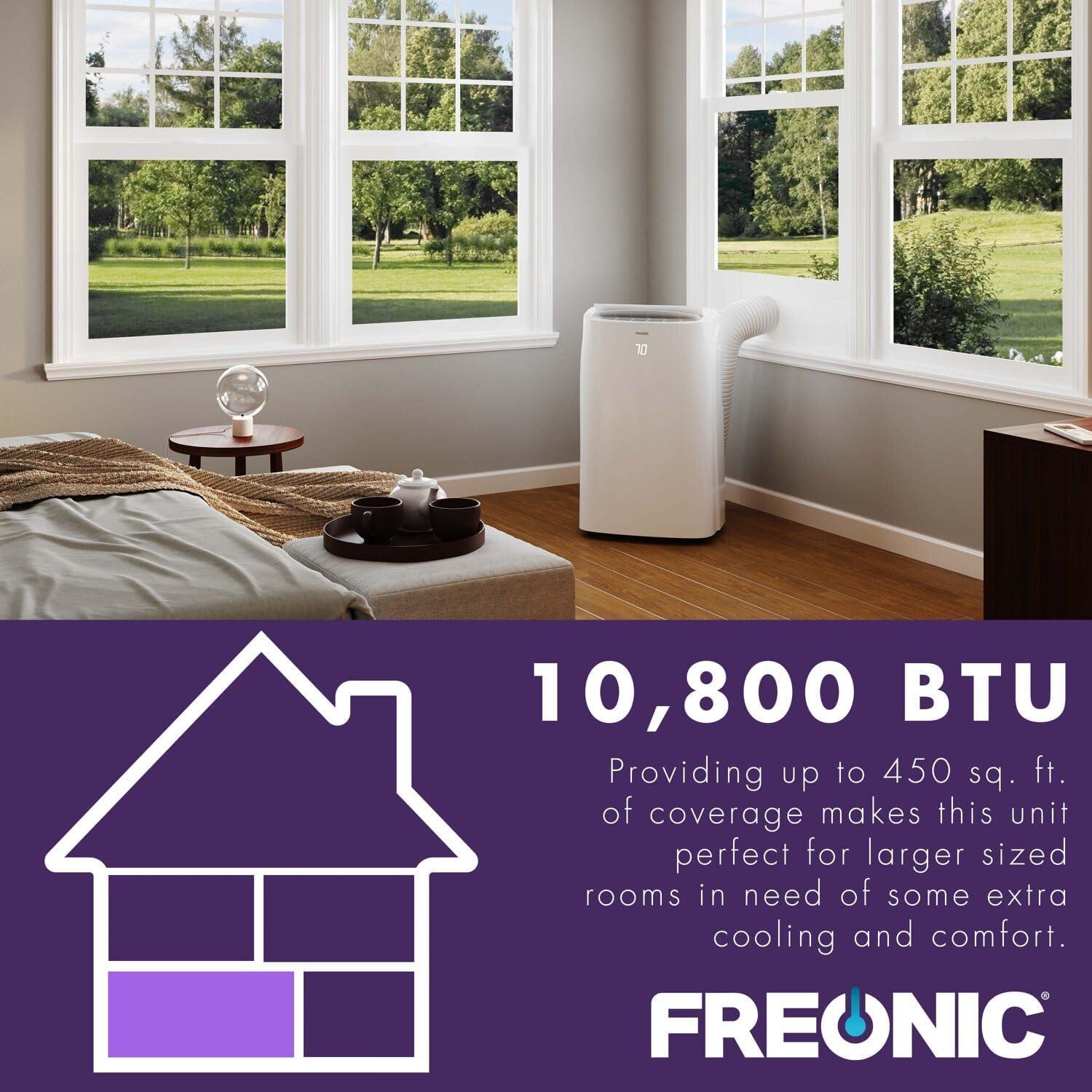 Freonic 14,500 BTU ASHRAE/10,800 BTU DOE 450 sq. ft. Portable Air Conditioner with Remote