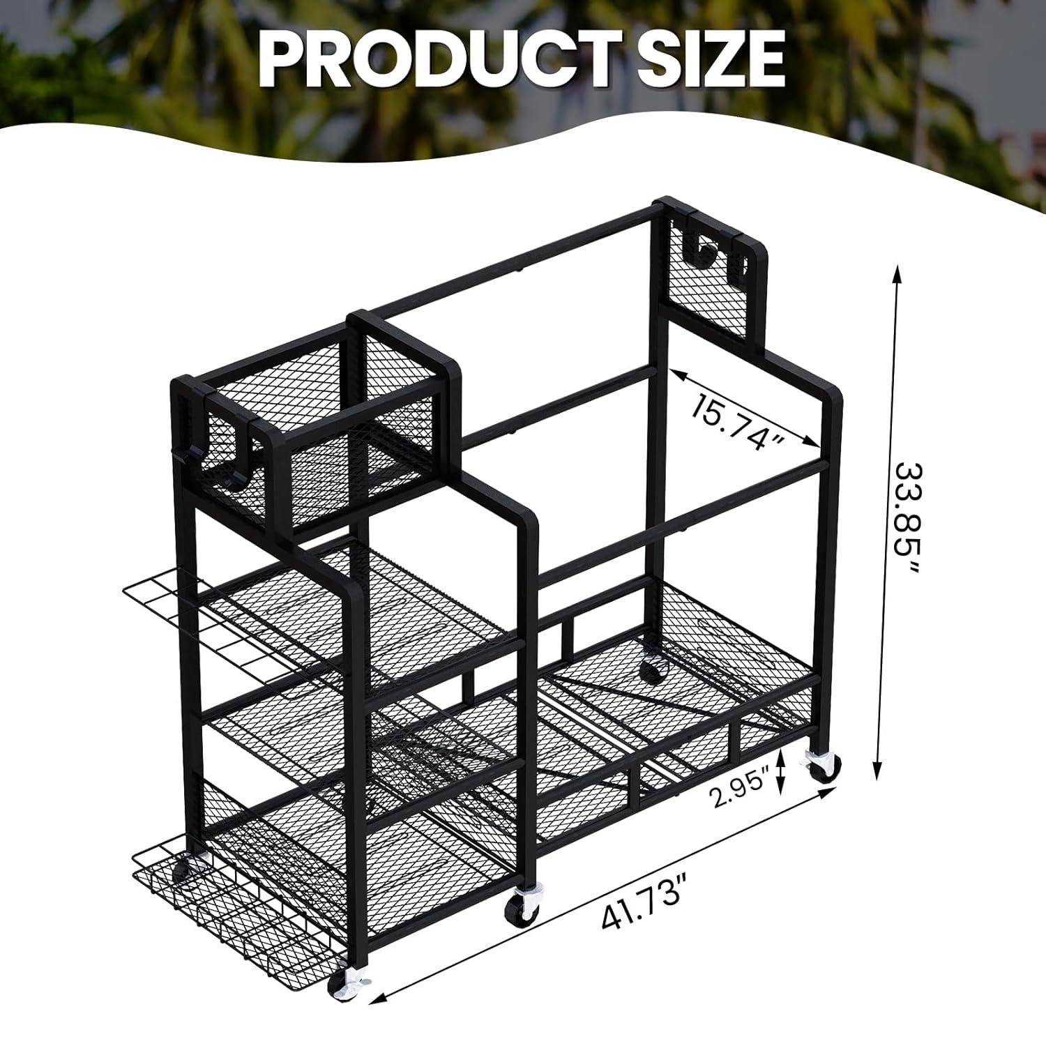 Recaceik Golf Storage Garage Organizer Large Size,Golf Bag Storage Stand and Other Golfing Accessories Rack, Metal with Wheels Golf Club Storage for Garage Shed and Basement (Black)