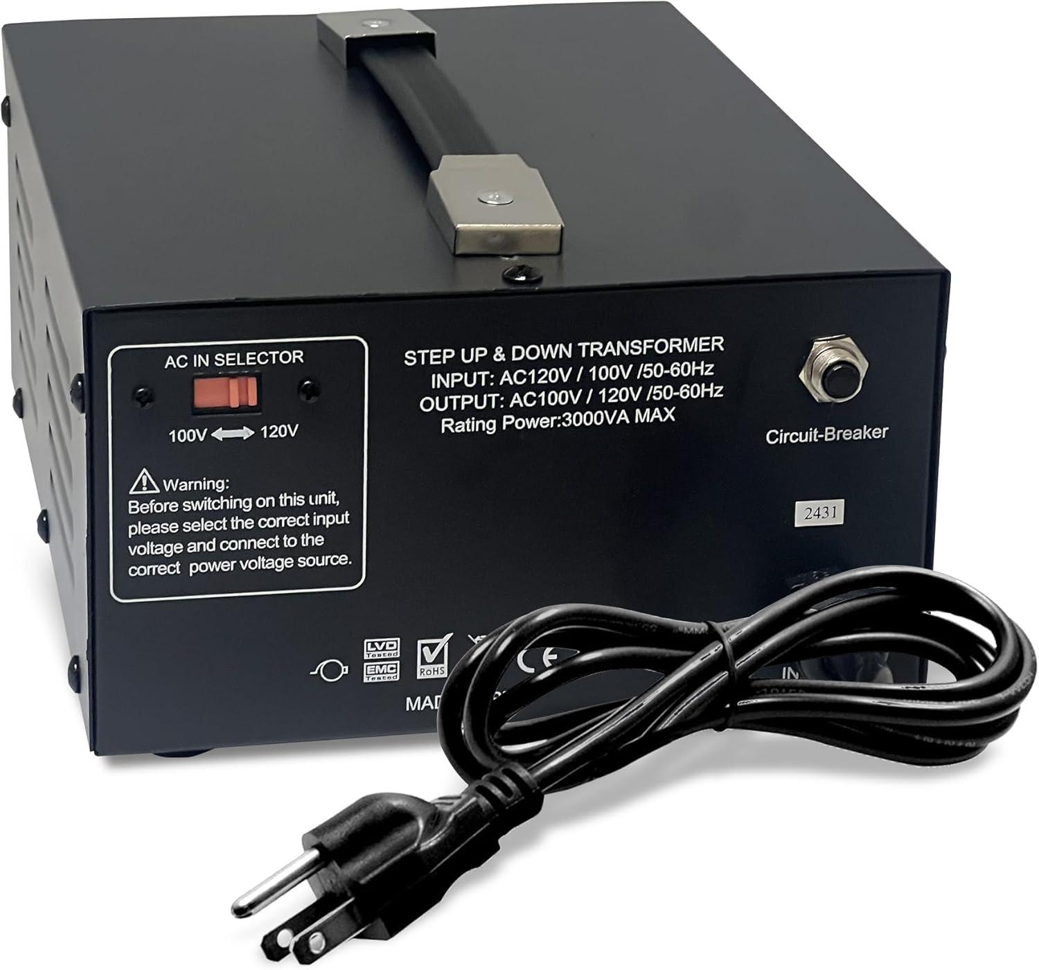 Litefuze 3000W Japan Voltage Converter Transformer - Step Up/down 100v to 120v & 120v to 100v - CE Certified with With Circuit Breaker Protection - 3-Year Warranty.(JP-3000)