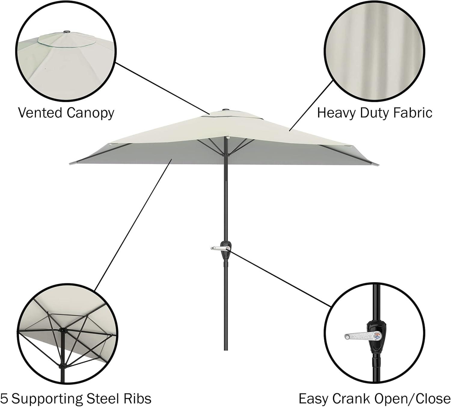 Pure Garden 9ft Half Umbrella for Balcony, Porch, or Deck, Tan