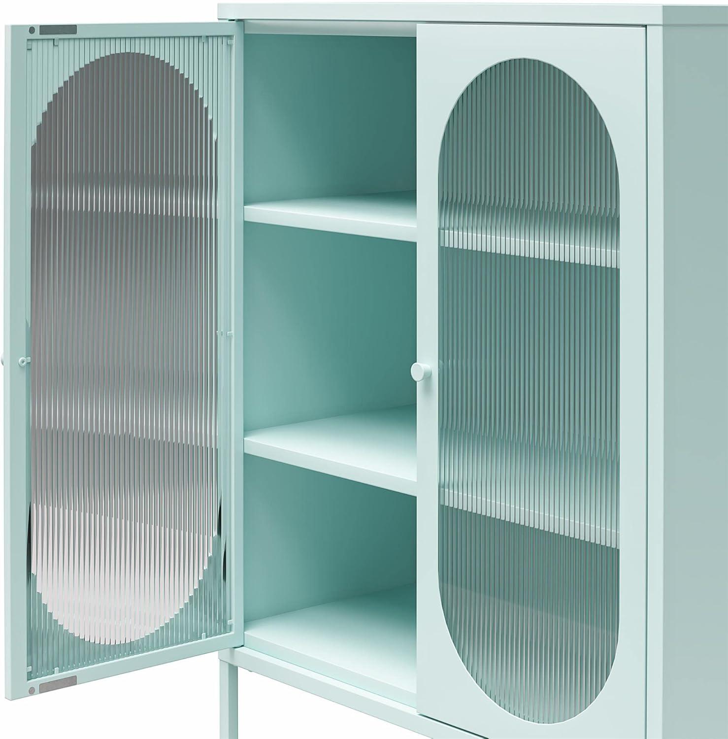 Luna 25.2'' Tall Accent Cabinet with Fluted Glass