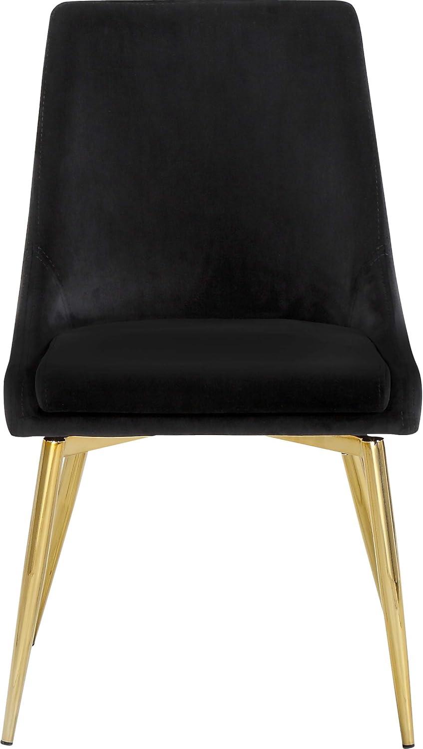 Karina Black Velvet Dining Chair, Set of 2-Color:Black Velvet,Finish:Gold,Style:Contemporary