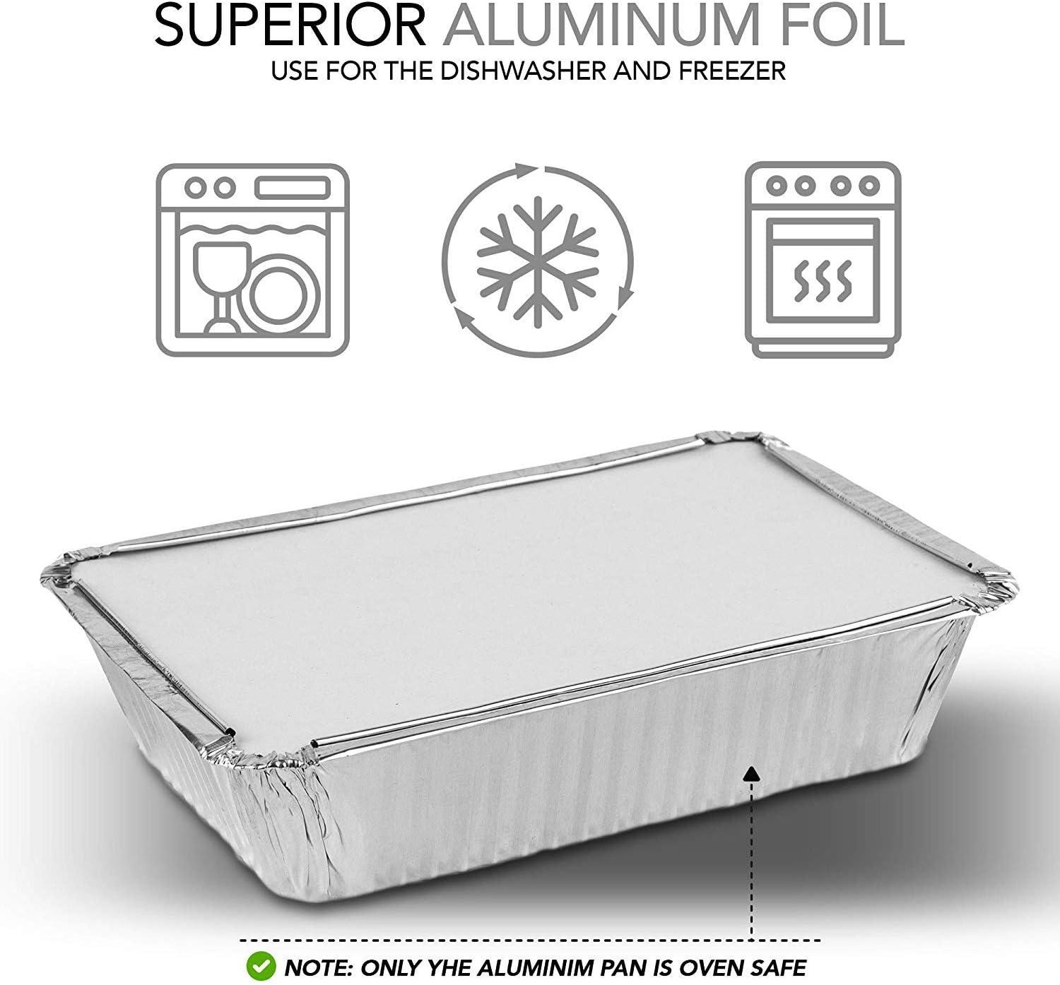 Stock Your Home Aluminum Pans with Lids (50-Pack) - 2 Lb Disposable Foil Takeout Containers