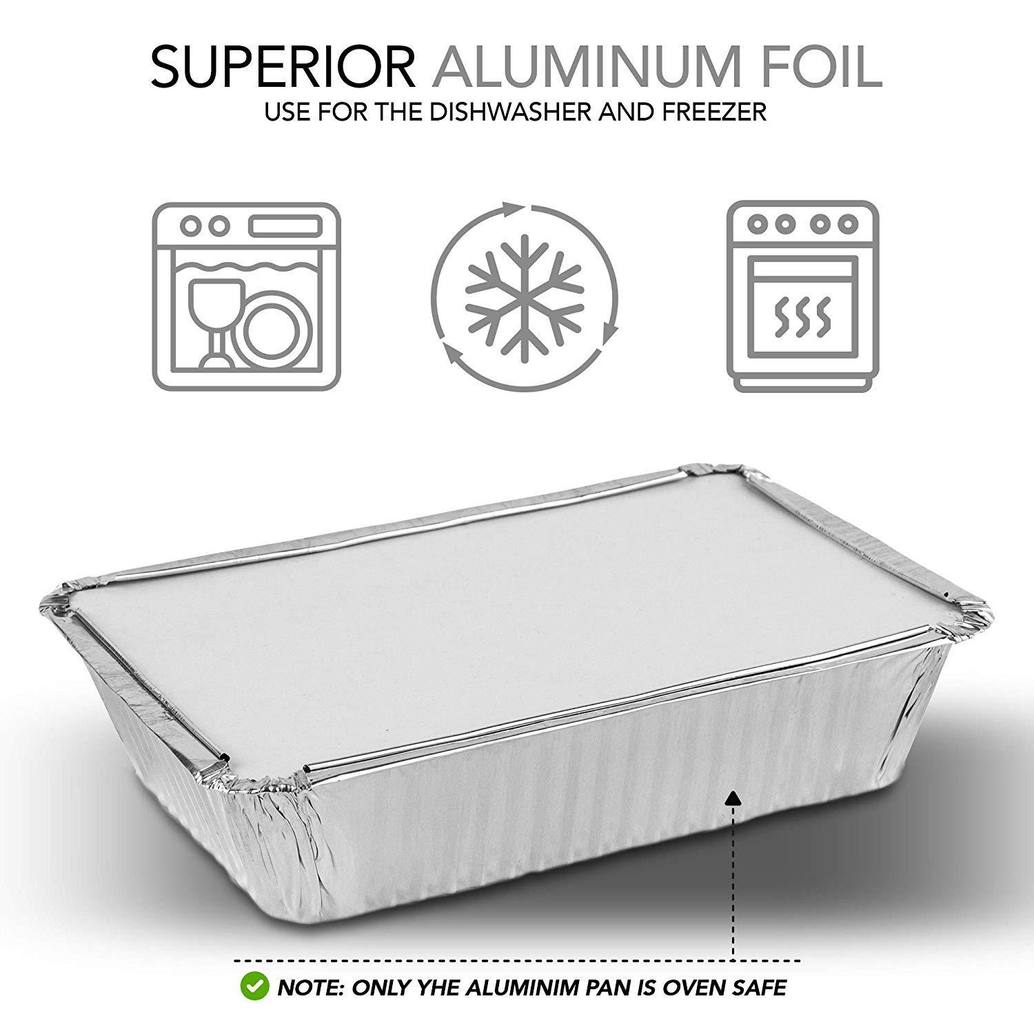 Stock Your Home Aluminum Pans with Lids (50-Pack) - 2 Lb Disposable Foil Takeout Containers