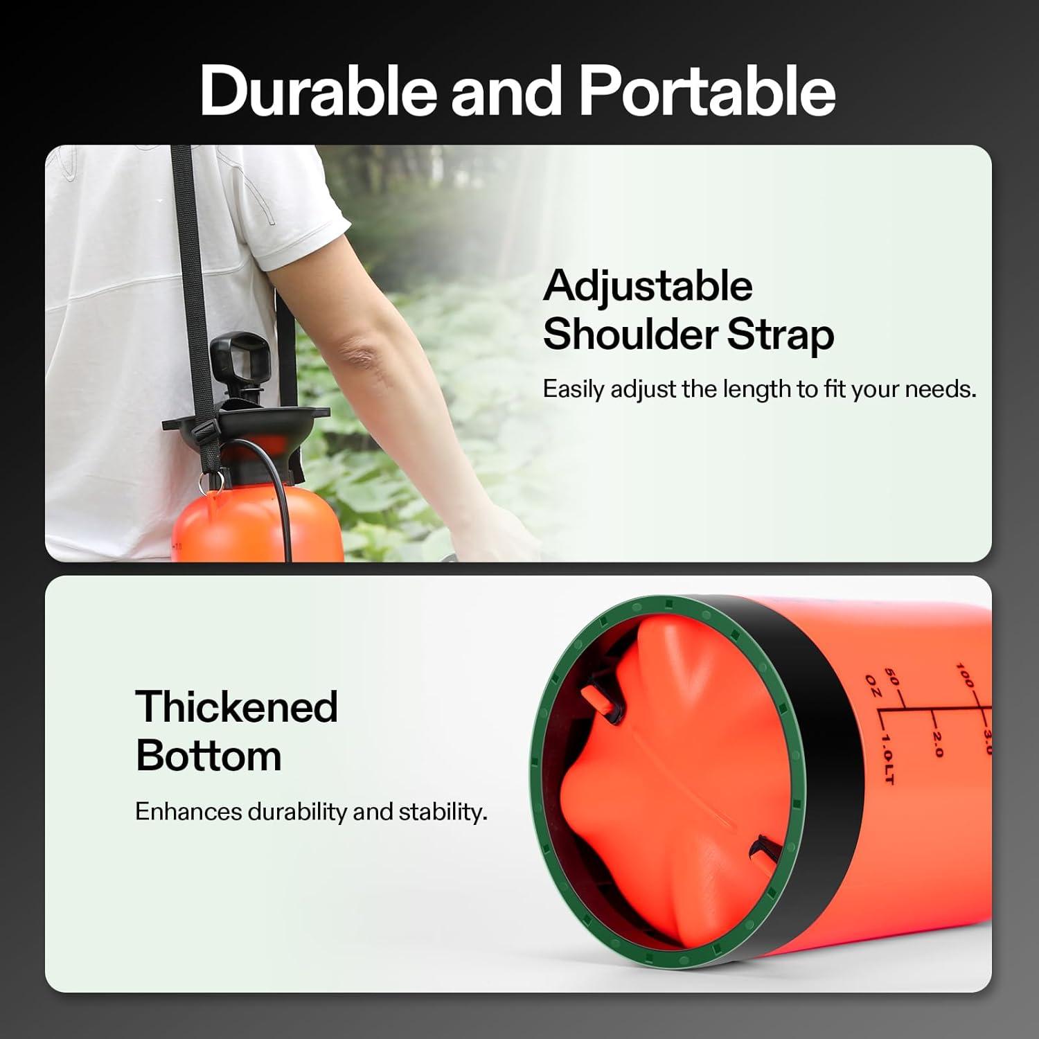 VIVOSUN 0.8 Gallon Pump Pressure Sprayer, Pressurized Lawn & Garden Water Spray Bottle with Adjustable Shoulder Strap, Pressure Relief Valve, for Plants, Car Detailing and Cleaning