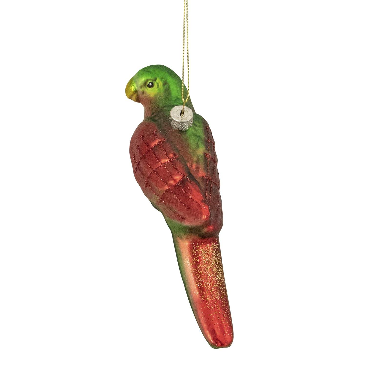 Northlight 6.5" Yellow and Red Parrot Glass Christmas Ornament