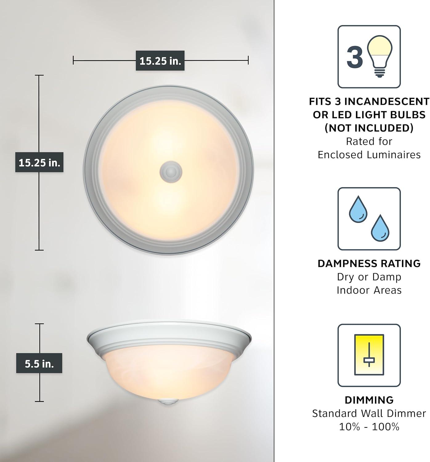 Designers Fountain 15 inch Large 3-Light White Flush Mount Ceiling Light, 1257L-WH-AL