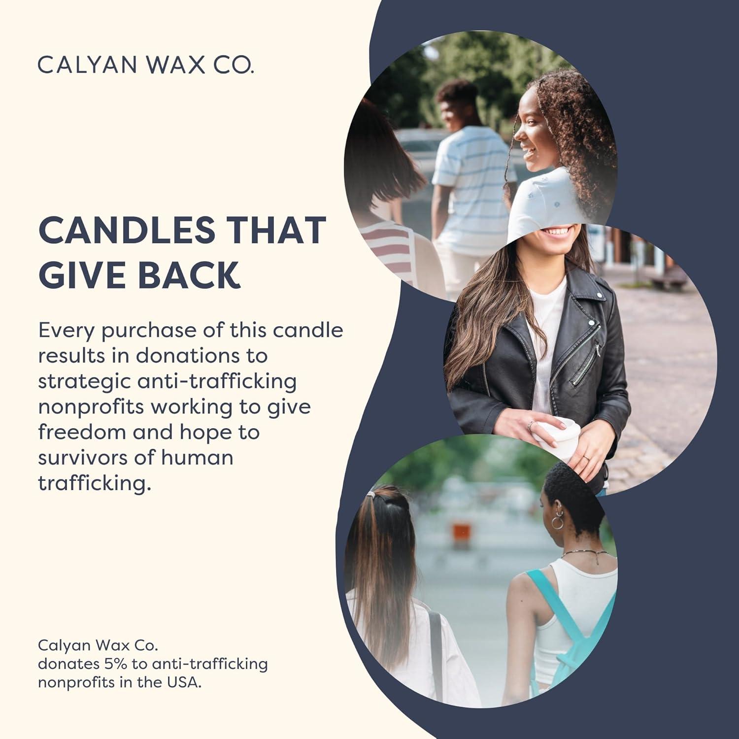 Calyan Wax Co. Soy Wax Candle, Lavender + Bergamot Scented Candle, 57 Hour Burn Time, Aromatherapy Soy Candles, Non Toxic & Vegan Soy Wax, Amber Glass Jar Scented Candles, 7.2oz