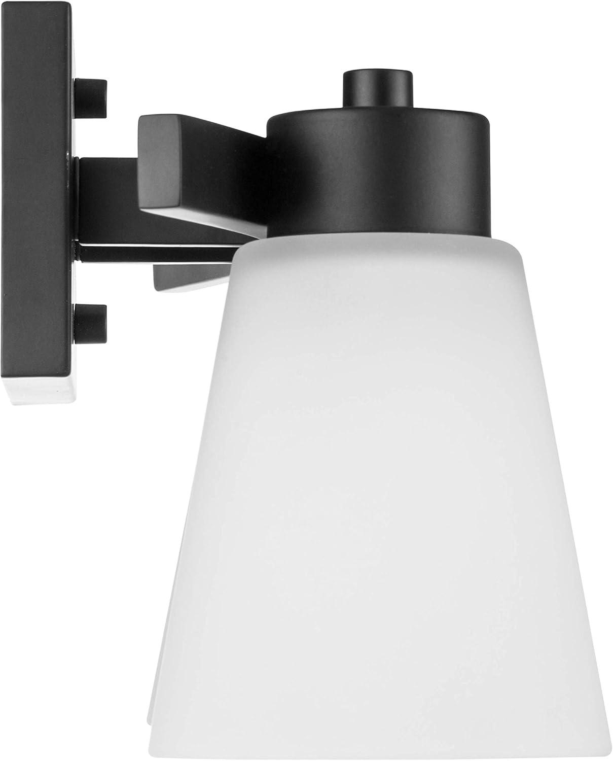 Sleek Matte Black Outdoor Vanity Light with Frosted Glass