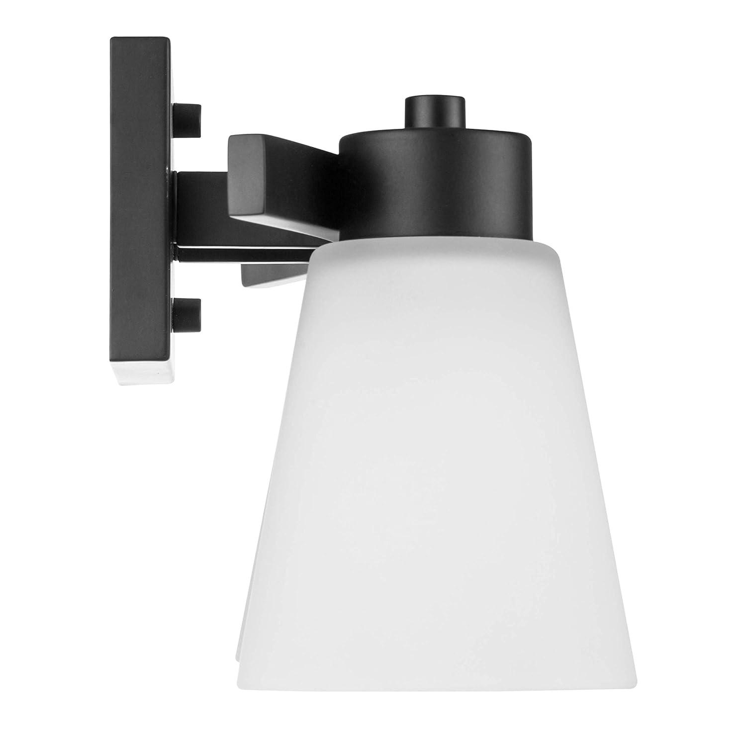 Prominence Home Fairendale 4-Light Matte Black Bathroom Vanity Light with Frosted Glass Shade